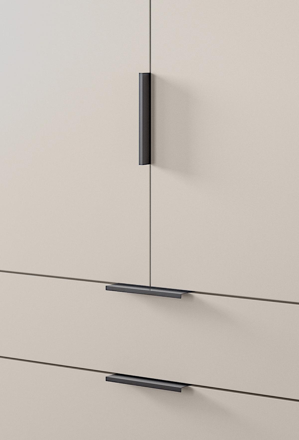 KLEIDERSCHRANK kaschmir 80 x 140 cm, Wäscheschrank 2-türig - Kaschmir/Schwarz, Holzwerkstoff/Kunststoff (80/140/37cm) - Inn.Furn