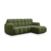 ECKSOFA MELLOW 3-Sitzer, olive - Schwarz/Grün, Holz/Textil (232/156cm) - Wozimo