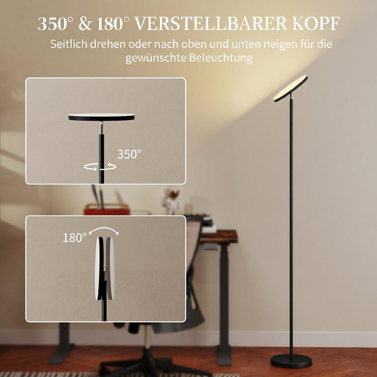 STEHLAMPE Stahl Kunststoff Schwarz - Schwarz, Metall (25/25/177cm) - HOMCOM