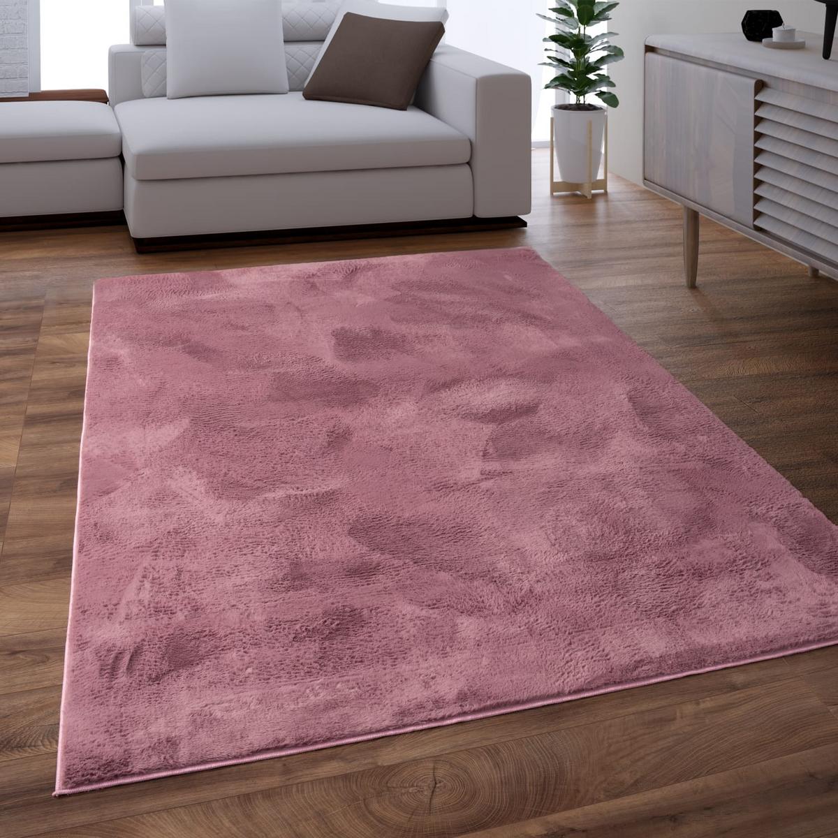 KURZFLORTEPPICH, einfarbig, aus Polyester, Altrosa, 120 x 160 cm - Rosa, Textil (120/160cm) - KADIMA DESIGN