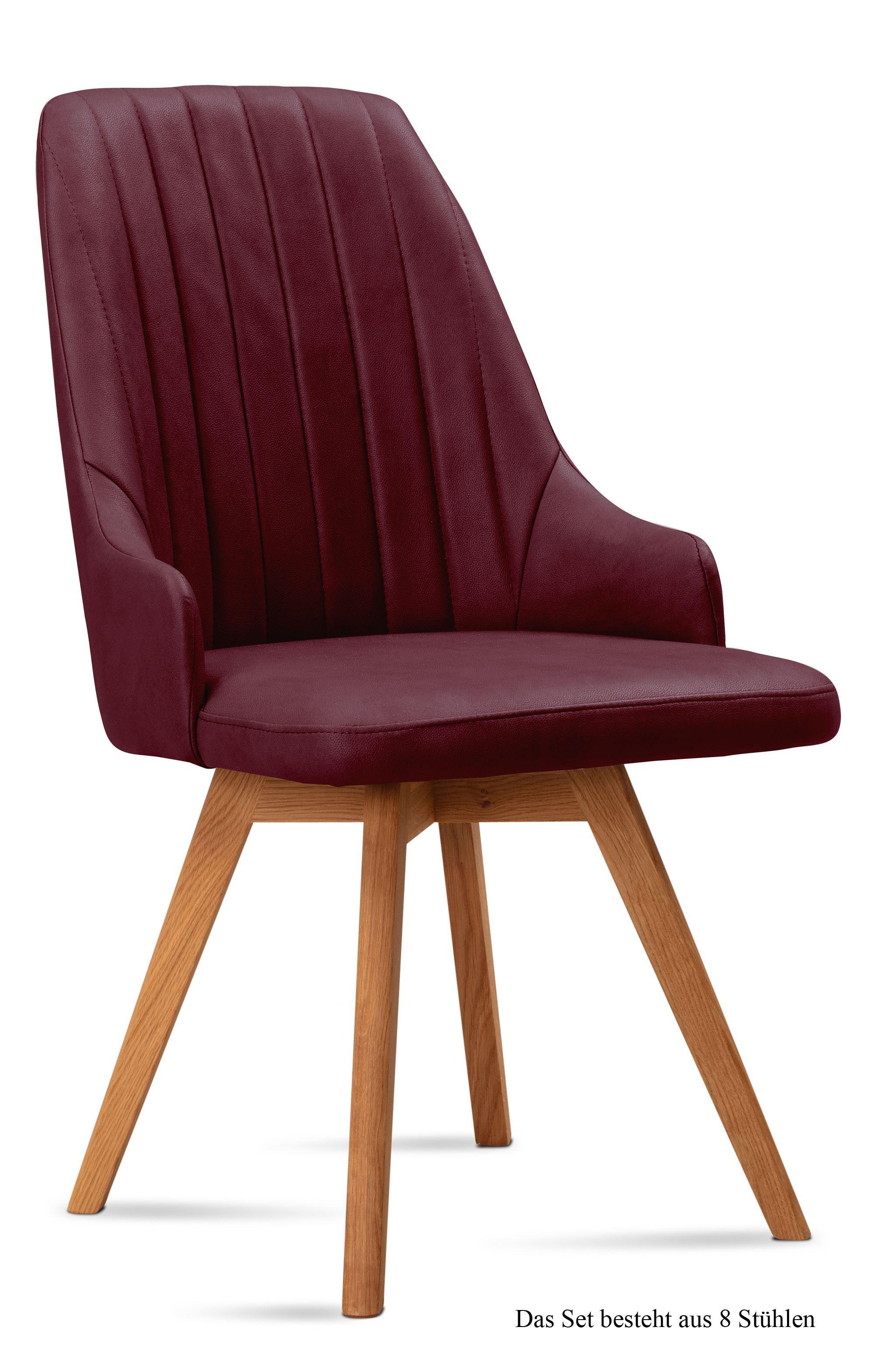 ESSZIMMERSTUHL (8er-Set) Domka 52x91x60 Eiche geölt/Marsala - Eichefarben/Brombeere, Kunststoff (60/91/52cm) - 58aufmkessel