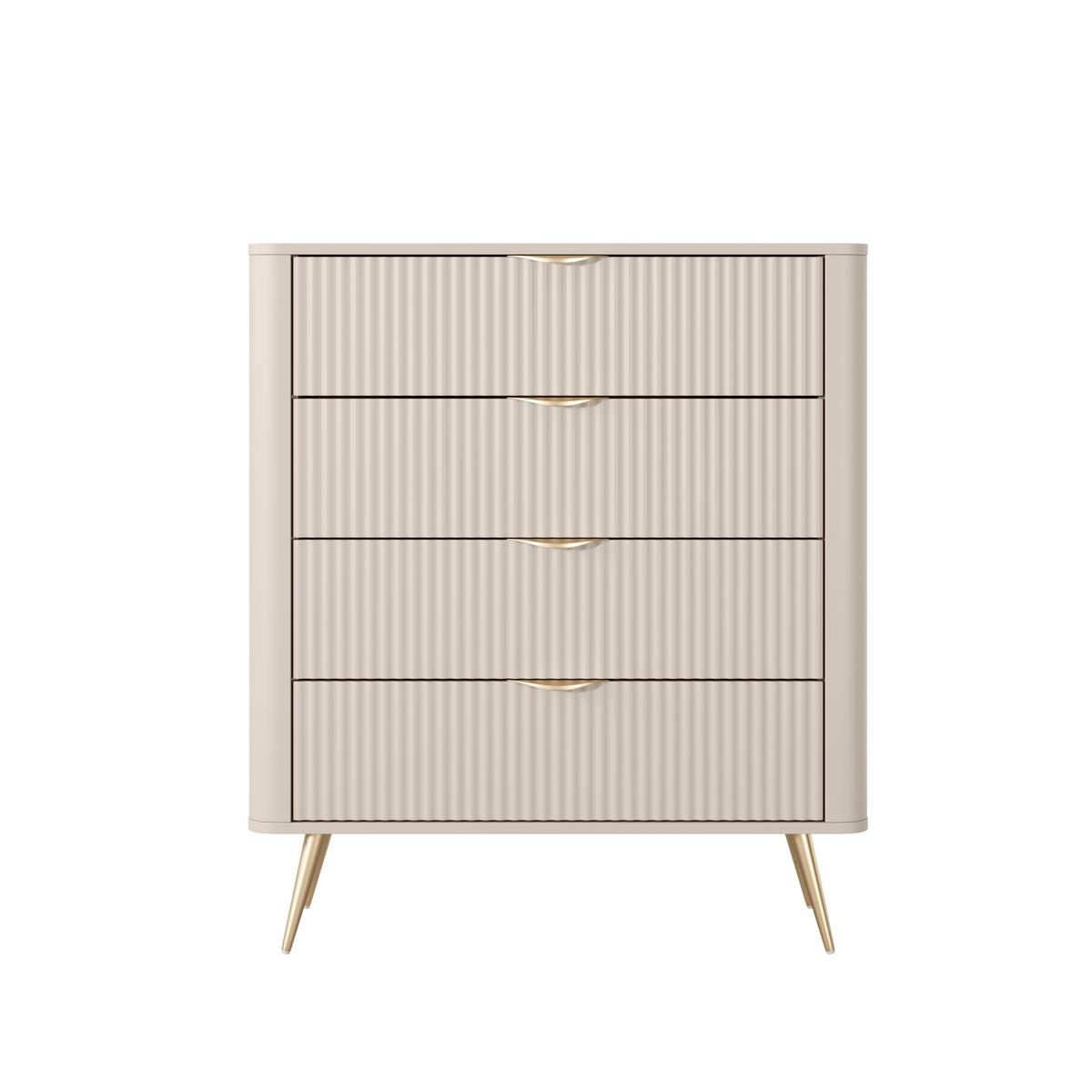 KOMMODE LANTANA 88,2/101,2/38cm mit 4 Schubladen Türen Beige - Beige, Holzwerkstoff (88.2/101.2/38cm) - MASSENO
