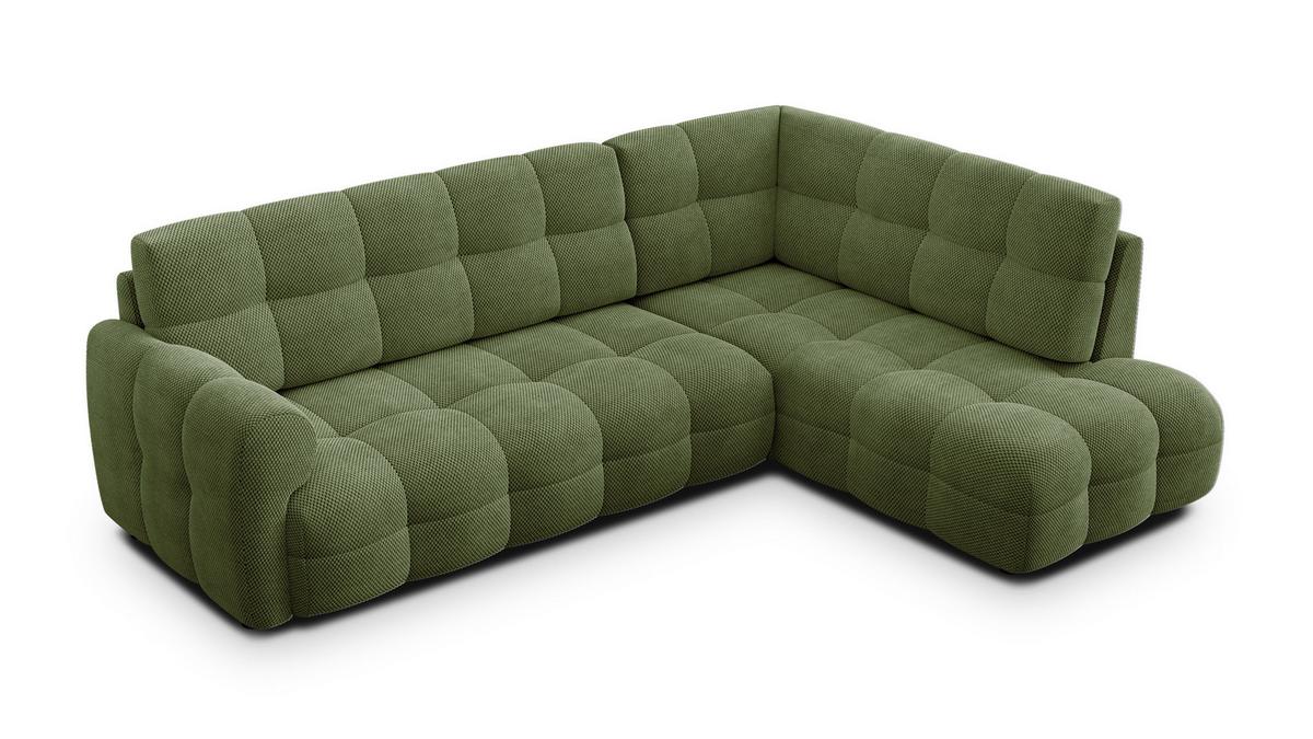 ECKSOFA MELLOW 5-Sitzer, olive - Schwarz/Grün, Holz/Textil (283/191cm) - Wozimo