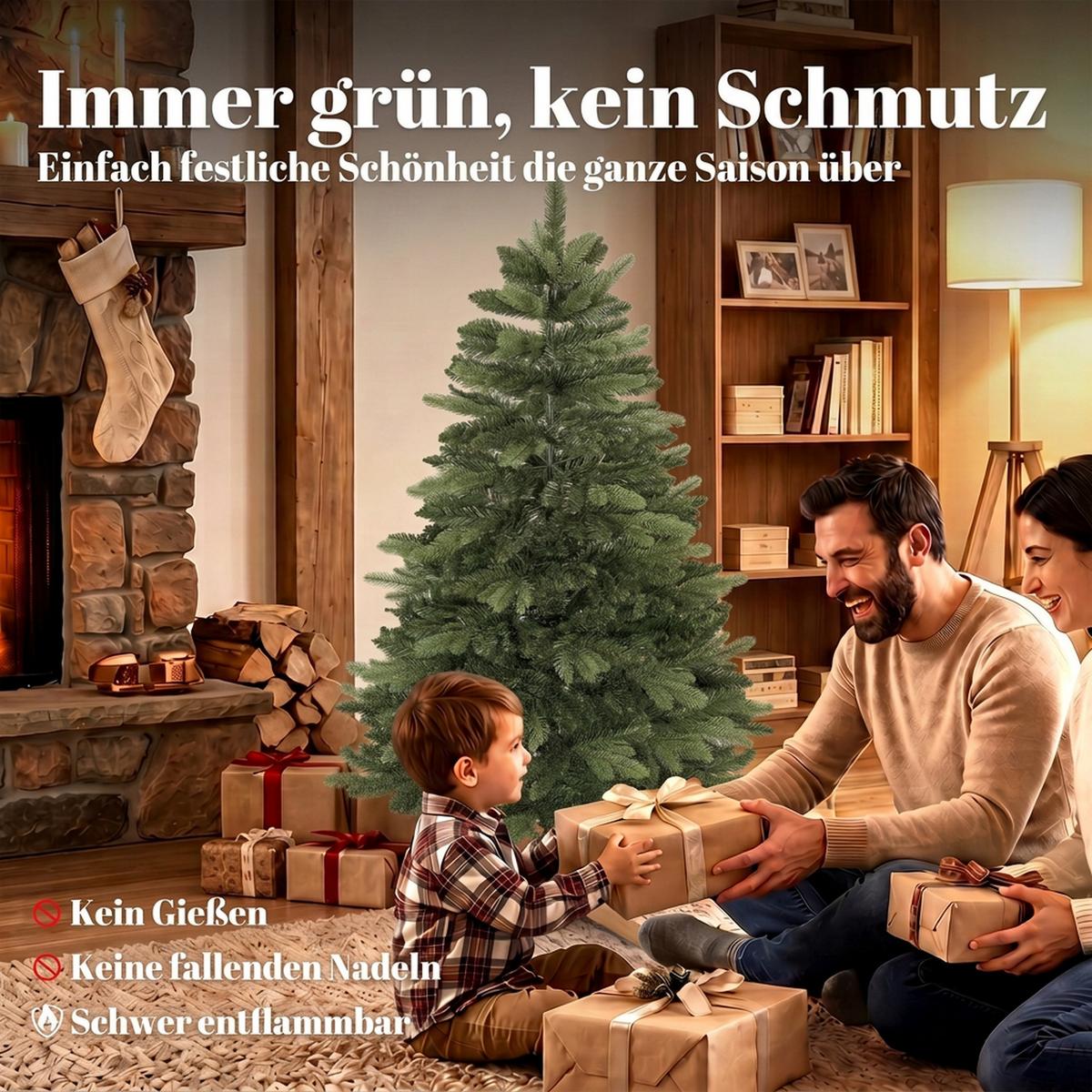 WEIHNACHTSBAUM PVC Stahl Grün - Grün, Kunststoff (150cm) - HOMCOM