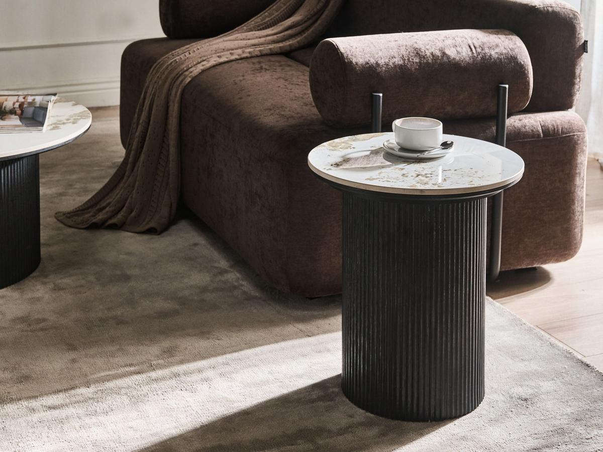BEISTELLTISCH Keramik Schwarz Dora - Weiß, Keramik (45/45/50cm) - Beliani