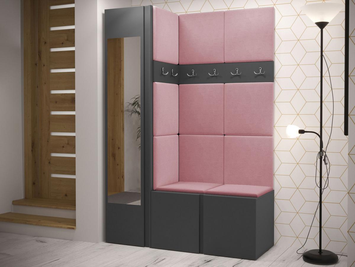 GARDEROBEN-SET Orion X - Graphitfarben/Rosa, Holzwerkstoff/Kunststoff (124/186/46cm) - MIRJAN24