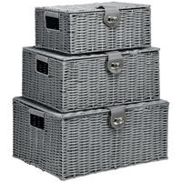 AUFBEWAHRUNGSKORB 3er Set PP Metall Grau - Grau, Metall (28.5/18/35.5cm) - HOMCOM