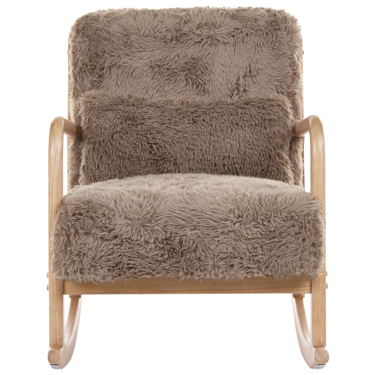 SCHAUKELSESSEL Webpelz Taupe Skovde - Taupe/Beige, Textil (66/82/79cm) - Beliani