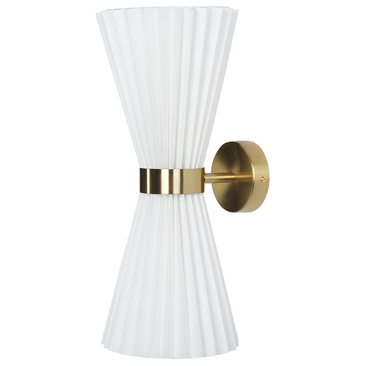 WANDLAMPE Weiß/Messing Telang - Messingfarben/Weiß, Textil (20/41/20cm) - Beliani