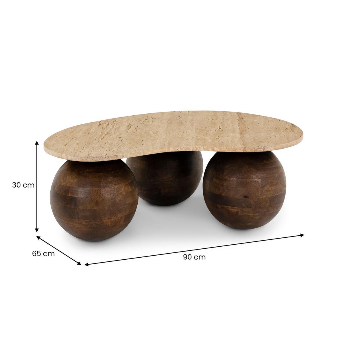 COUCHTISCH LUNI braun/beige - Beige/Braun, Holz/Naturmaterialen (65/90/30cm) - IDIMEX