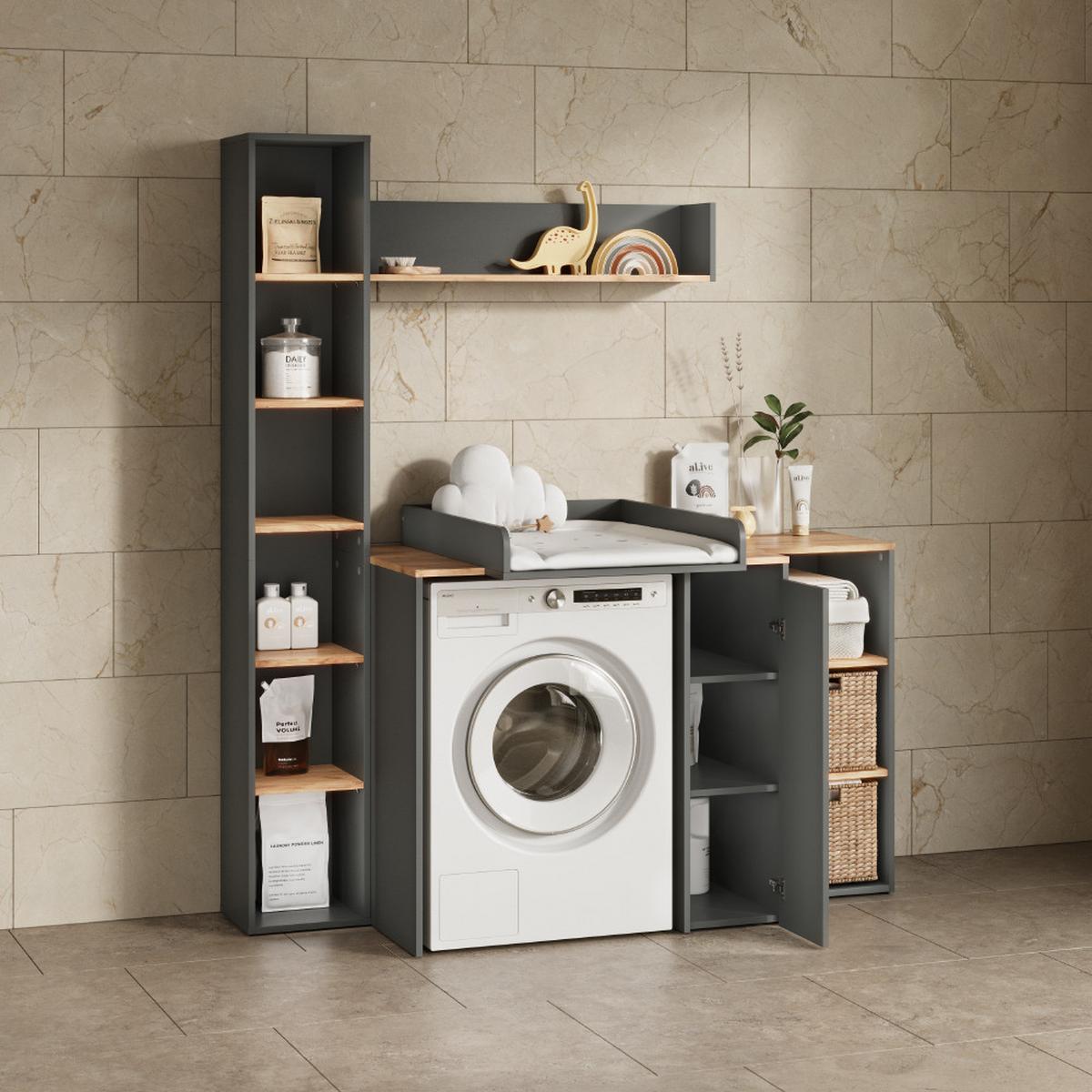 WASCHMASCHINENSCHRANK Paolina Anthrazit/Goldkraft Eiche 93.4 x 20 cm - Honigeiche/Anthrazit, Holzwerkstoff (93.4/20/20cm) - Livinity®