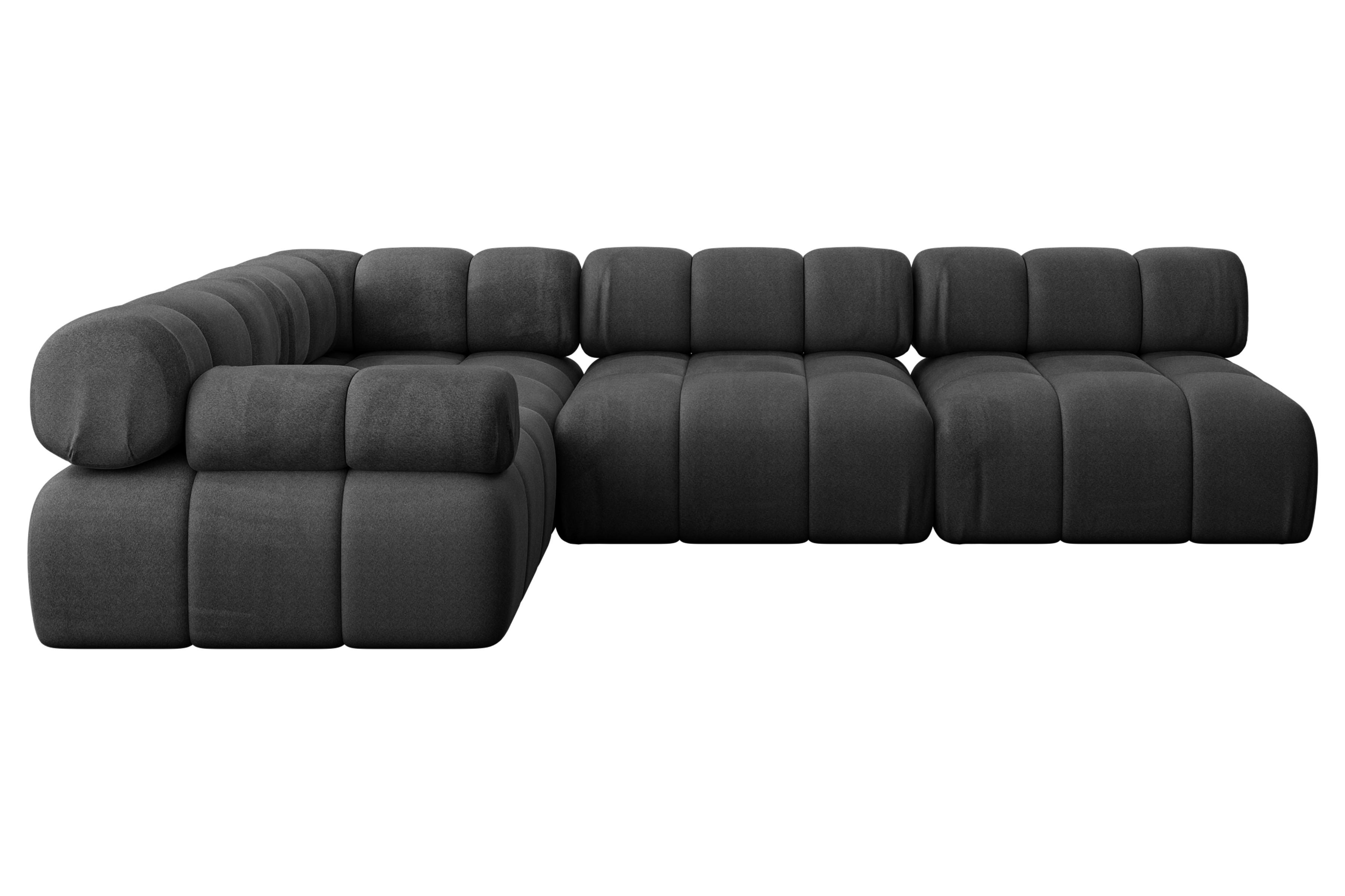 ECKSOFA modulares Sofa Mende-L2 - 285x190x70 cm Schwarz Velours - Schwarz, Holzwerkstoff/Textil (285/190cm) - ALTDECOR
