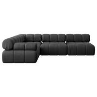 ECKSOFA modulares Sofa Mende-L2 - 285x190x70 cm Schwarz Velours - Schwarz, Holzwerkstoff/Textil (285/190cm) - ALTDECOR