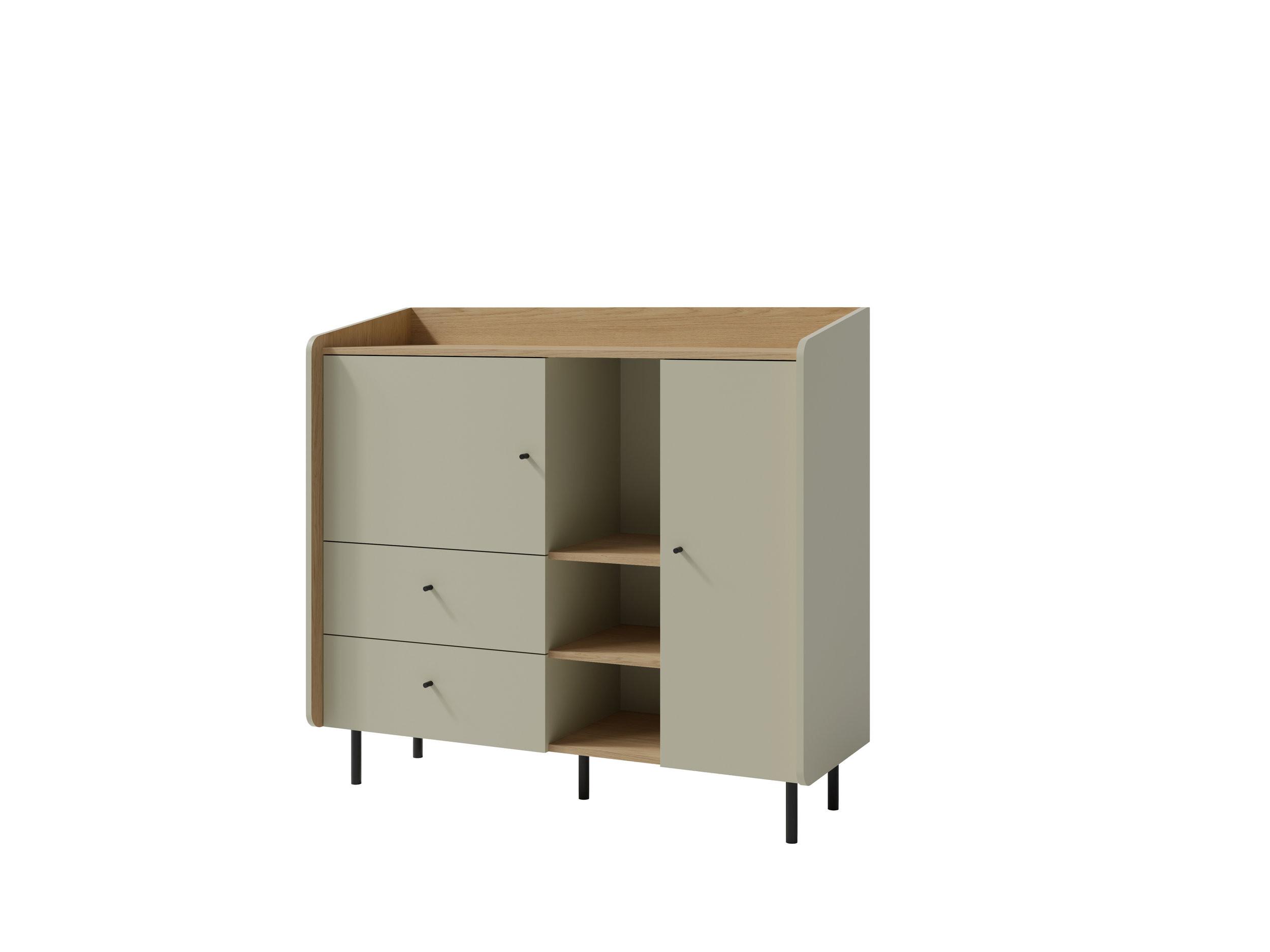 KOMMODE VETTA 125/115/42cm mit 2 Schubladen 2 Türen Hellgrün - Hellgrün, Holzwerkstoff (125/115/42cm) - MASSENO