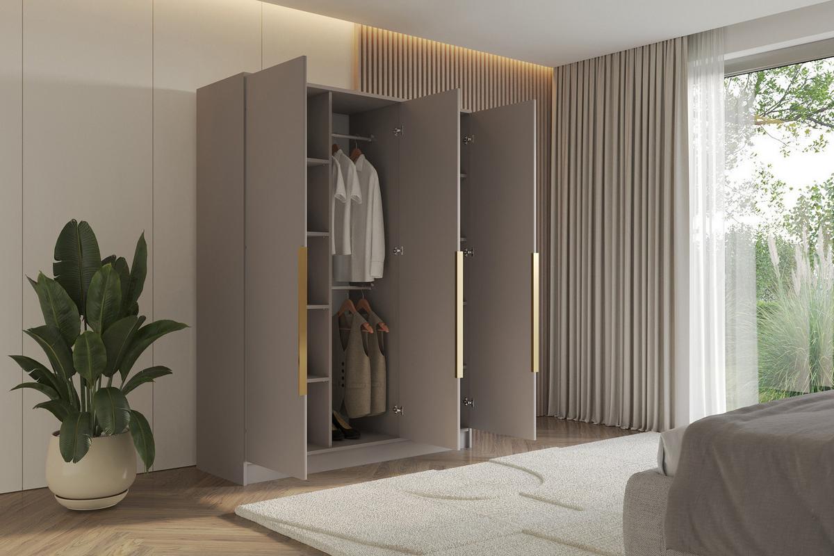 KLEIDERSCHRANK - LESE - 150 - Kaschmir - Kaschmir/Goldfarben, Holzwerkstoff (150/200/51cm) - ALTDECOR