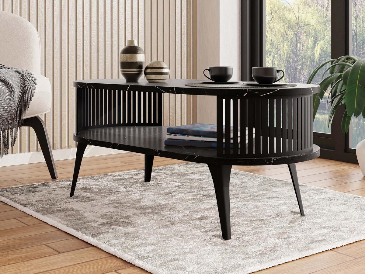 COUCHTISCH Roenni Oval - Multicolor/Schwarz, Holzwerkstoff/Metall (100/50/44cm) - MIRJAN24