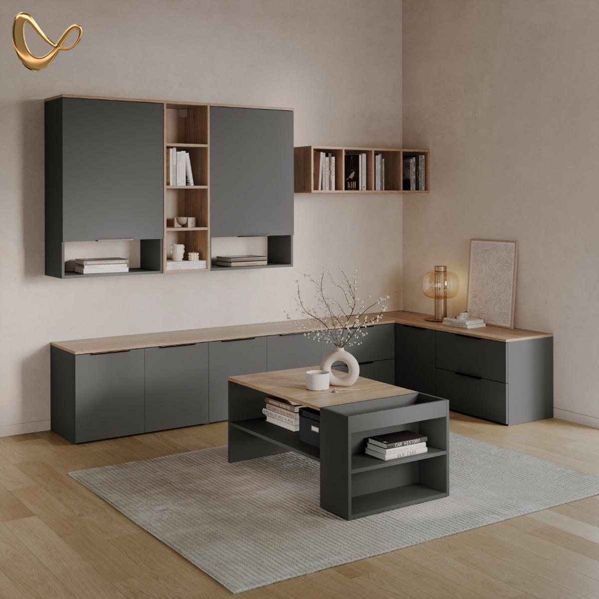 KOMMODE Piave Anthrazit 60 x 50 cm mit 2 Schubladen - Anthrazit, Holzwerkstoff (60/50/40cm) - Livinity®