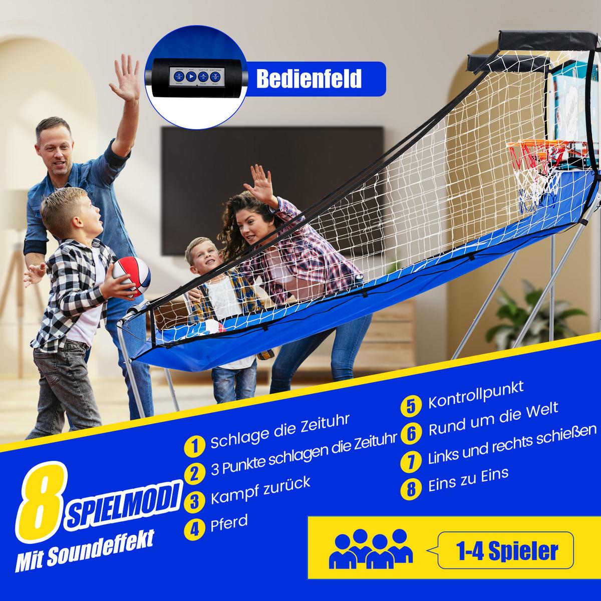 ARCADE-BASKETBALLSPIEL Blau - Blau, Metall (206/110cm) - COSTWAY