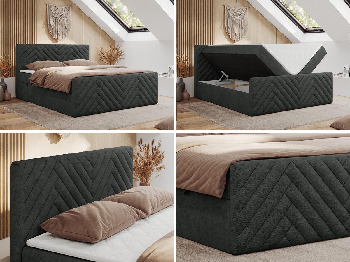 BOXBETT PARIS DUO 120/200 - Dunkelgrau Struktur - H3 - Dunkelgrau, Holz/Textil (120/200cm) - MKS
