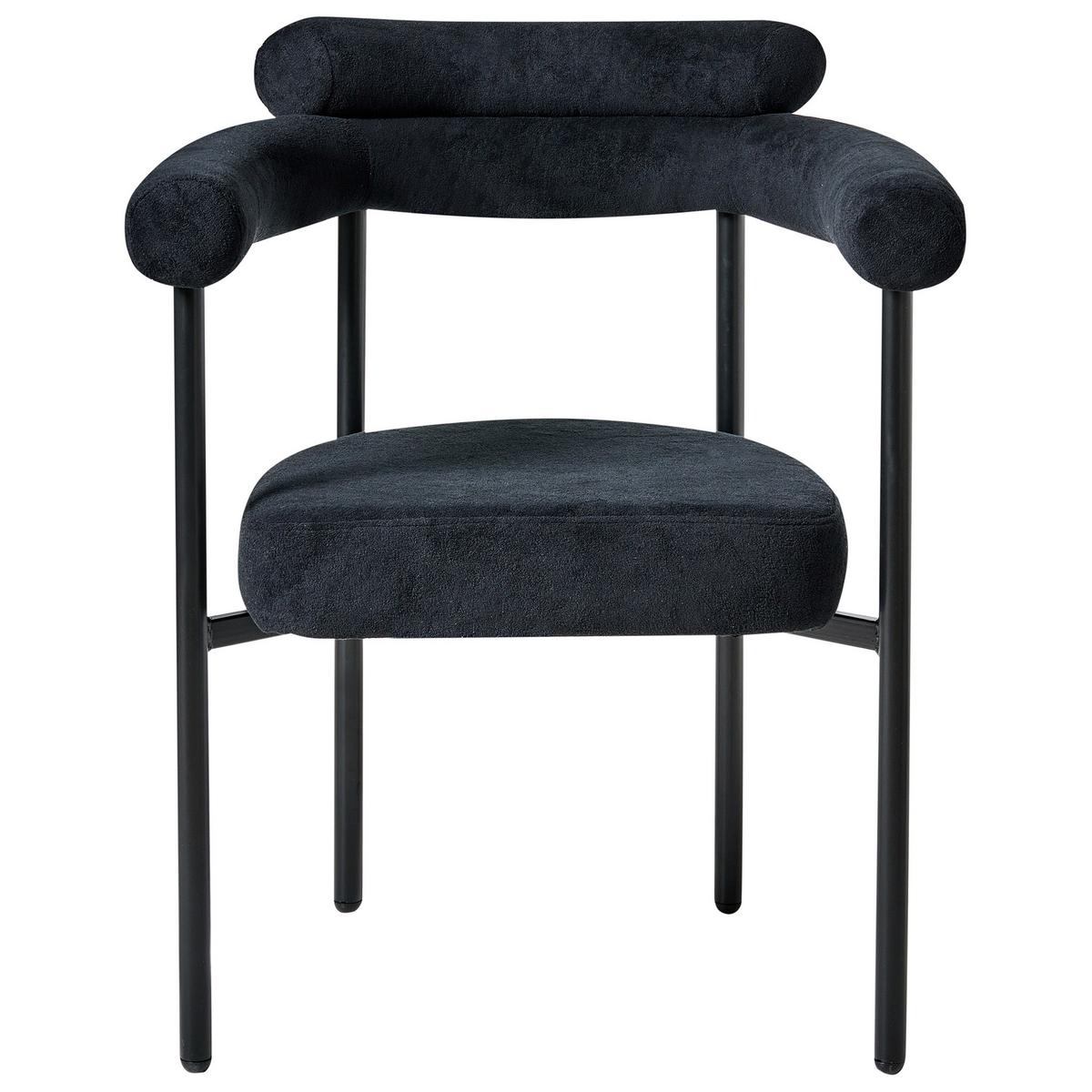 ESSZIMMERSTUHL 2er Set Stoff Schwarz Lyney - Schwarz, Textil (70/83/59cm) - Beliani