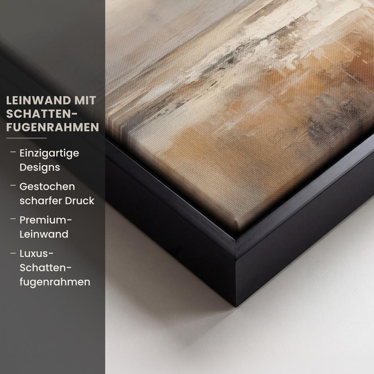 LEINWAND Bilder mit Rahmen - Kunst - Industriell - Grau - Braun - Abstrakt - 40x30 - Sandfarben, Textil (40/30cm) - MuchoWow