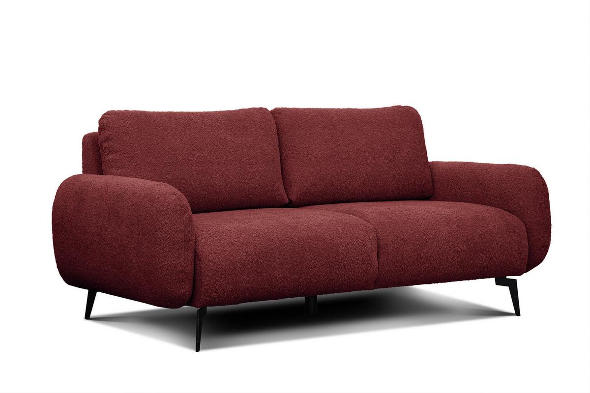 SOFA FEBE 3-Sitzer, bordeaux - Bordeaux/Schwarz, Holz/Textil (190/82/96cm) - Wozimo