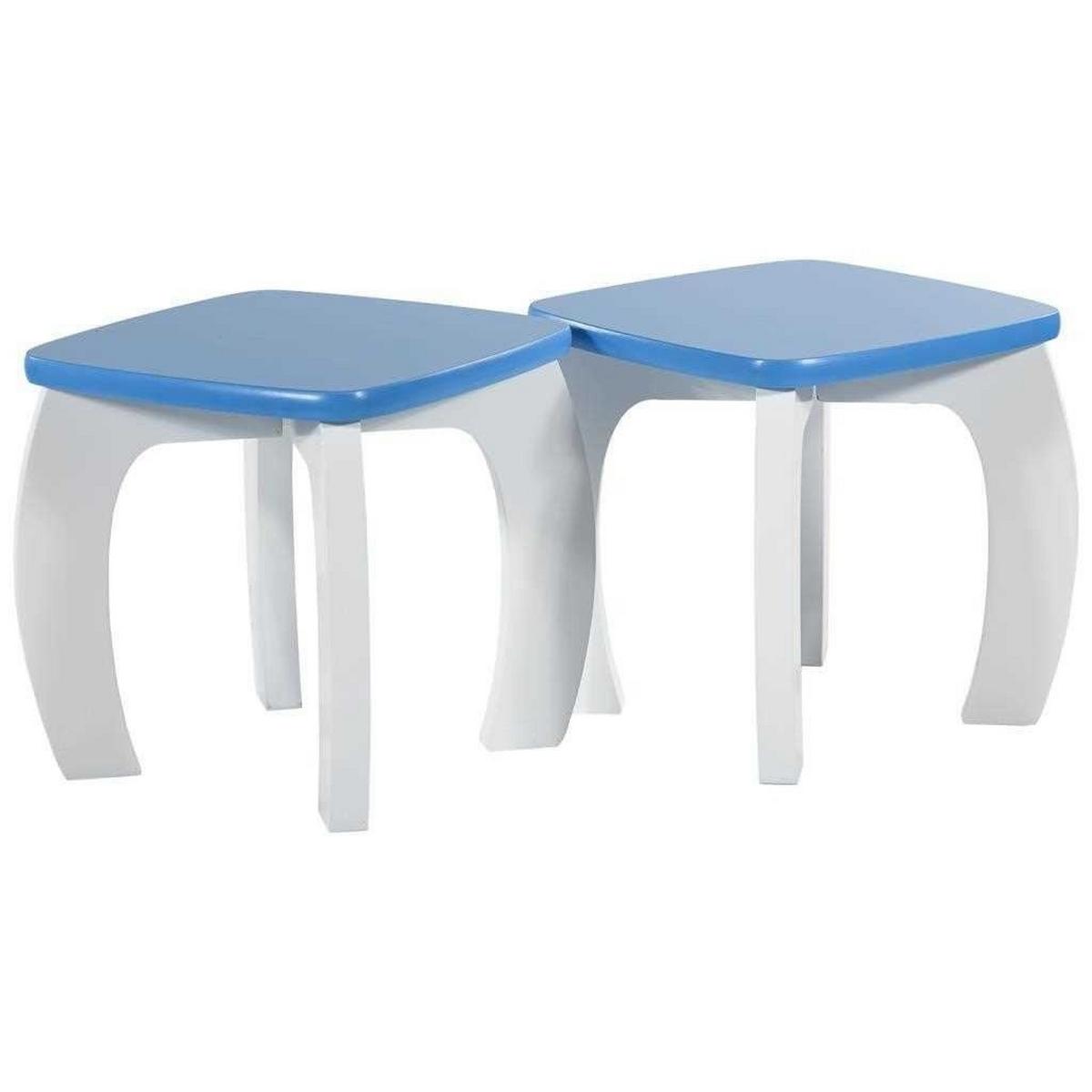 HOCKER und TISCH, 96x48x42cm, 3-tlg. - Blau, Holzwerkstoff (96/42/48cm) - Wanderlust