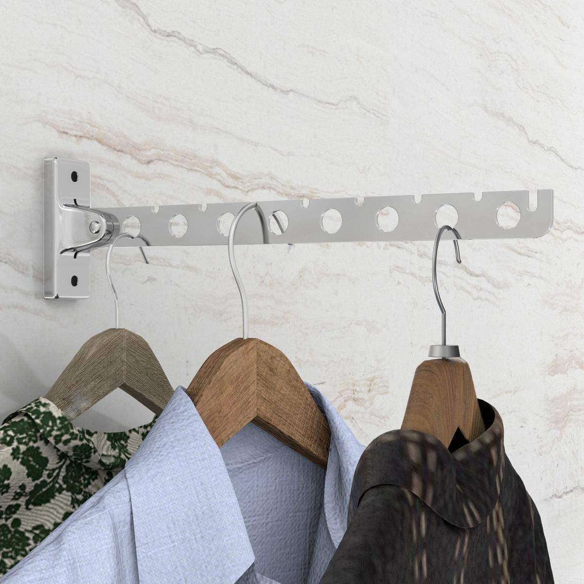 KLEIDERSTANGE Garderobenhaken 30cm Länge - Silberfarben, Metall (33cm) - Intirilife