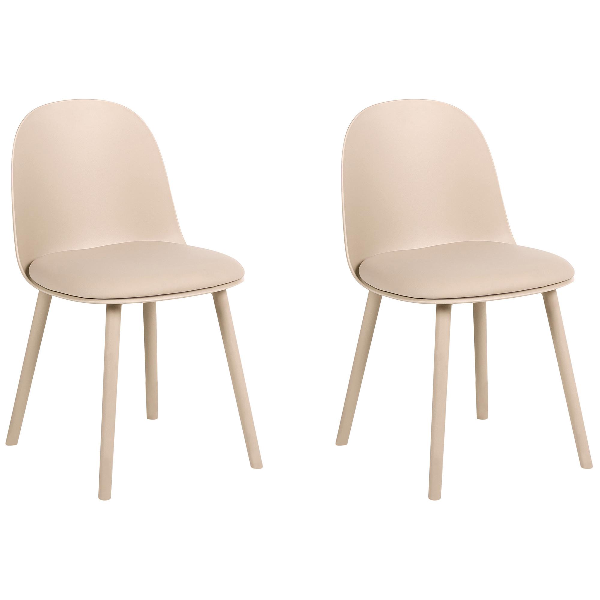 ESSZIMMERSTUHL 2er Set Kunstleder Beige Ankeny - Beige, Kunststoff (46/80/48cm) - Beliani