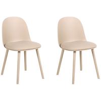 ESSZIMMERSTUHL 2er Set Kunstleder Beige Ankeny - Beige, Kunststoff (46/80/48cm) - Beliani