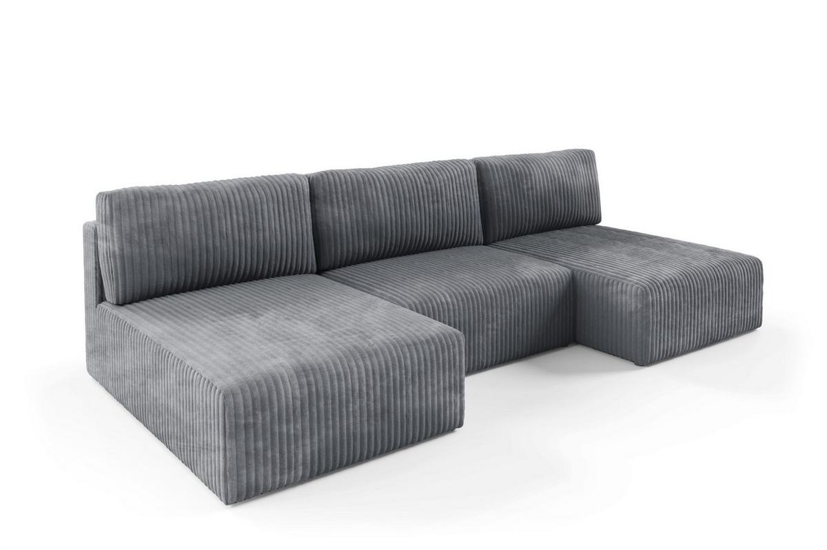 WOHNLANDSCHAFT Natalia - Grau, Holzwerkstoff/Textil (304/85/149cm) - Fun Möbel