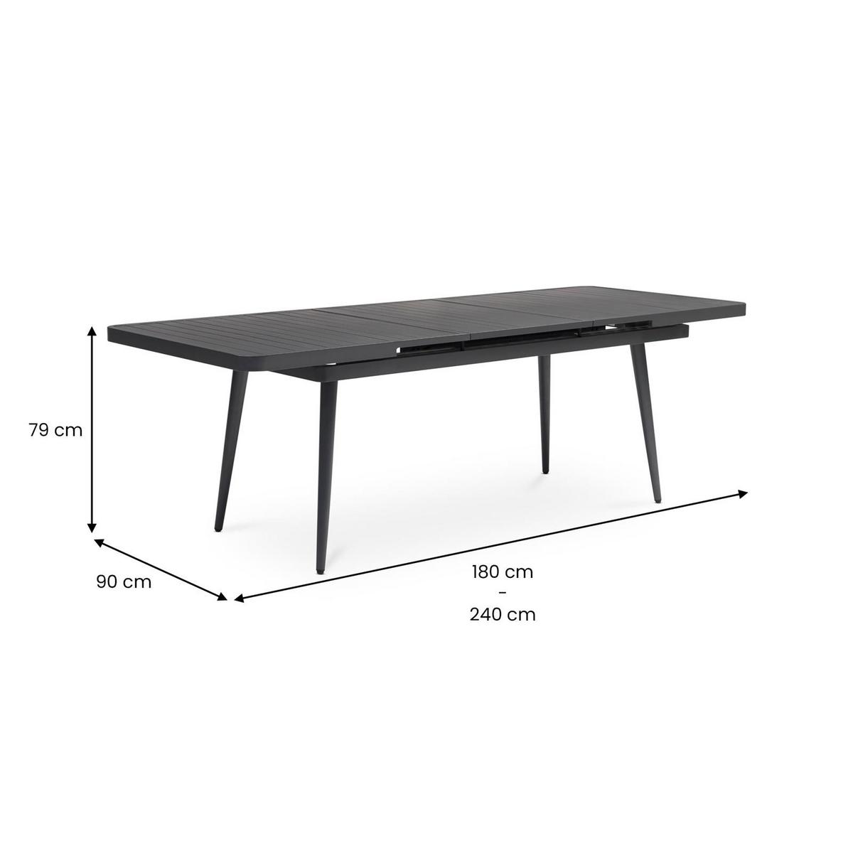 GARTENMÖBEL SET SUNNY 9er Set grau, schwarz - Grau, Metall - IDIMEX
