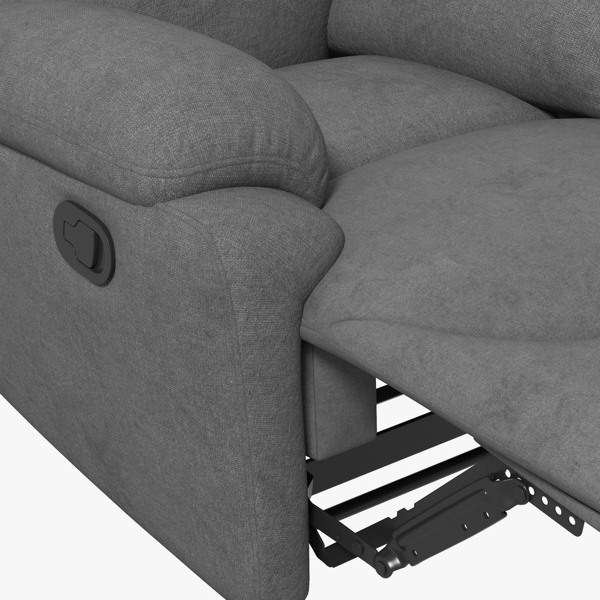 RELAXSESSEL, Fernsehsessel mit Liegefunktion, Liegesessel mit Leinenoptik, Grau - Schwarz/Grau, Textil/Metall (88/102/93cm) - HOMCOM