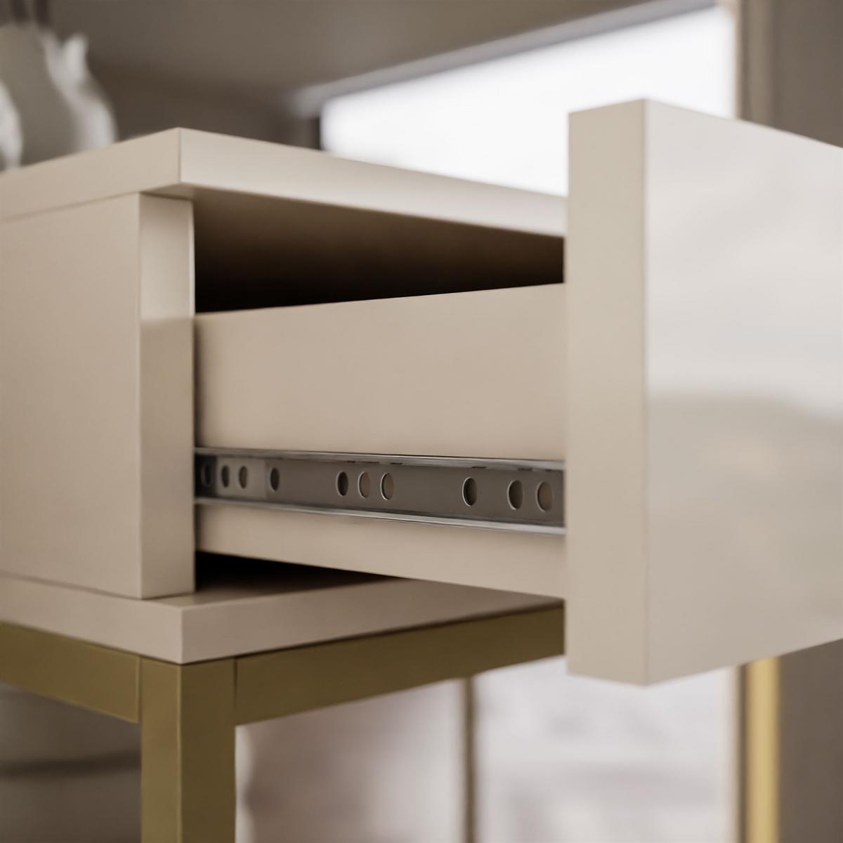 KONSOLE Glamour auf goldenem Gestell PUSH OPEN - Kaschmir, Holzwerkstoff (100/81/42cm) - Lookway