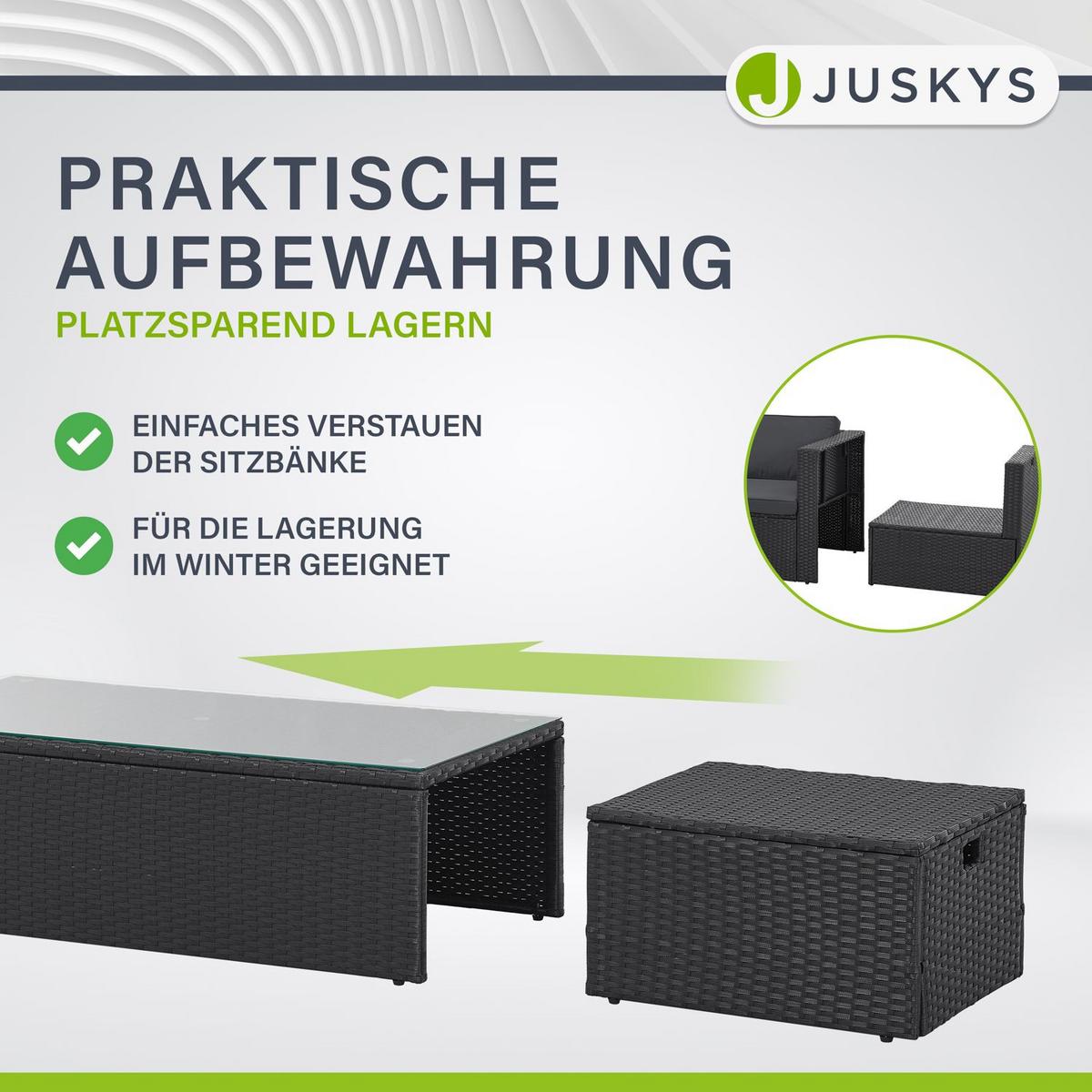 LOUNGEGARNITUR Salou schwarz - Schwarz, Kunststoff - Juskys