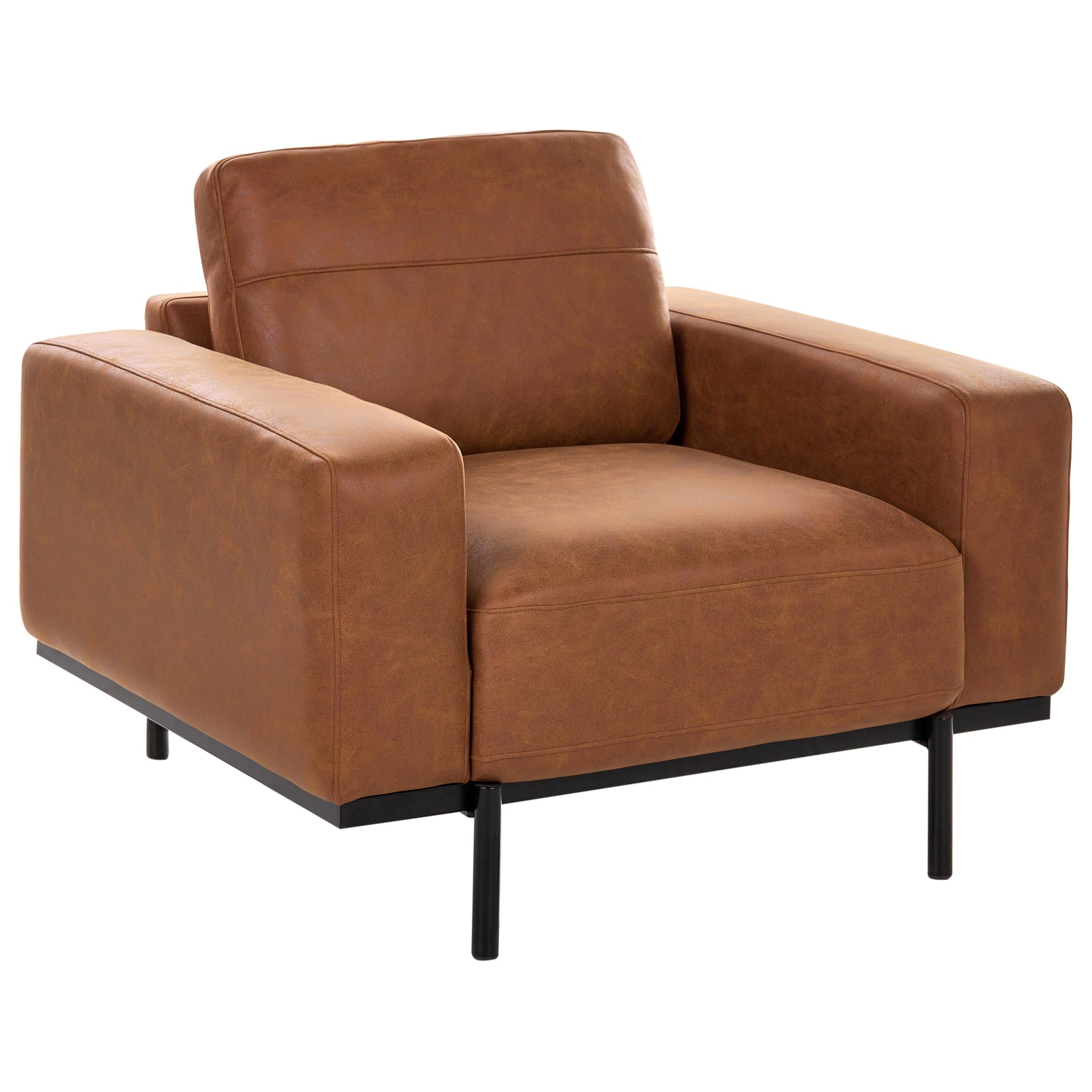SESSEL Kunstleder Braun Sovik - Braun, Kunststoff/Metall (95/72/87cm) - Beliani