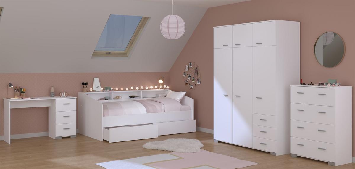 KINDERZIMMER SET Parisot Sleep 5-tlg. Holzdekor Weiß/Eiche - Eichefarben/Weiß, Kunststoff (100/1/200cm) - 58aufmkessel