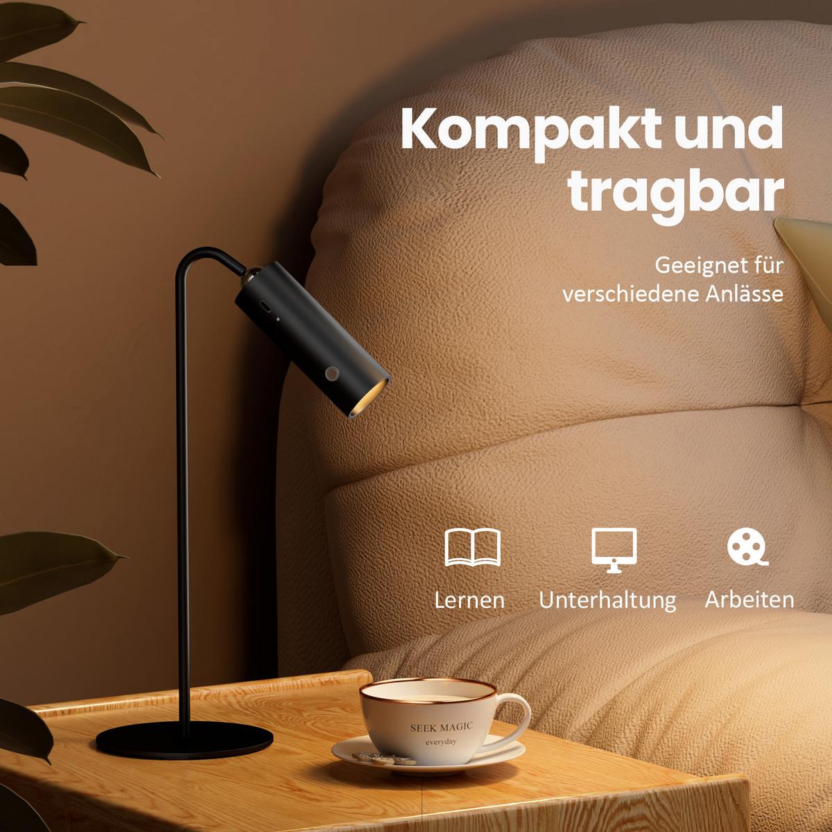 SCHREIBTISCHLAMPE LED dimmbar kabellos Schwarz 33/12/12 cm - Schwarz, Metall (33/12/33cm) - EMKE