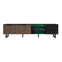 LOWBOARD mit LED, 2 Türen und 2 Schubladen - Dunkelbraun, Holzwerkstoff (200/50/38cm) - Urban Meuble