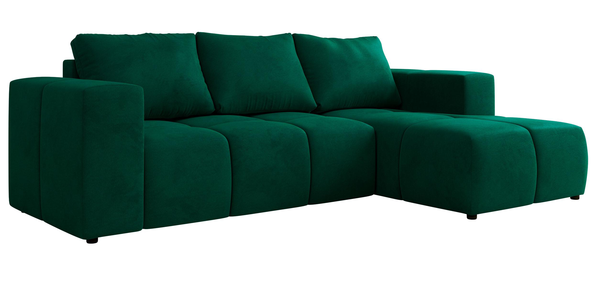 ECKSOFA MONIVA Dunkelgrün Velvet - Rechts - Dunkelgrün/Schwarz, Kunststoff/Textil (266/164cm) - MKS