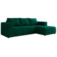 ECKSOFA MONIVA Dunkelgrün Velvet - Rechts - Dunkelgrün/Schwarz, Kunststoff/Textil (266/164cm) - MKS
