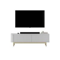 TV-LOWBOARD Aurora Weiß matt 140 cm mit goldenem Metallrahmen - Goldfarben/Weiß, Holzwerkstoff/Metall (140/44/35cm) - Meble Lindner