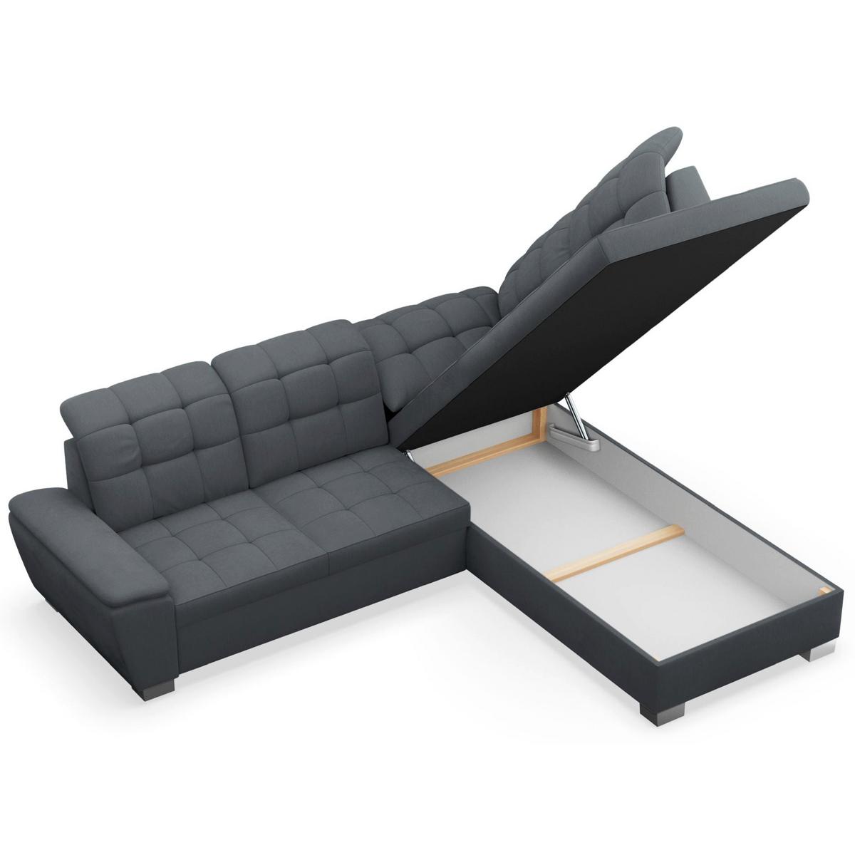 ECKSOFA Jamaal Dunkelgrau rechtsseitig - Dunkelgrau/Schwarz, Textil (212/258cm) - Selsey
