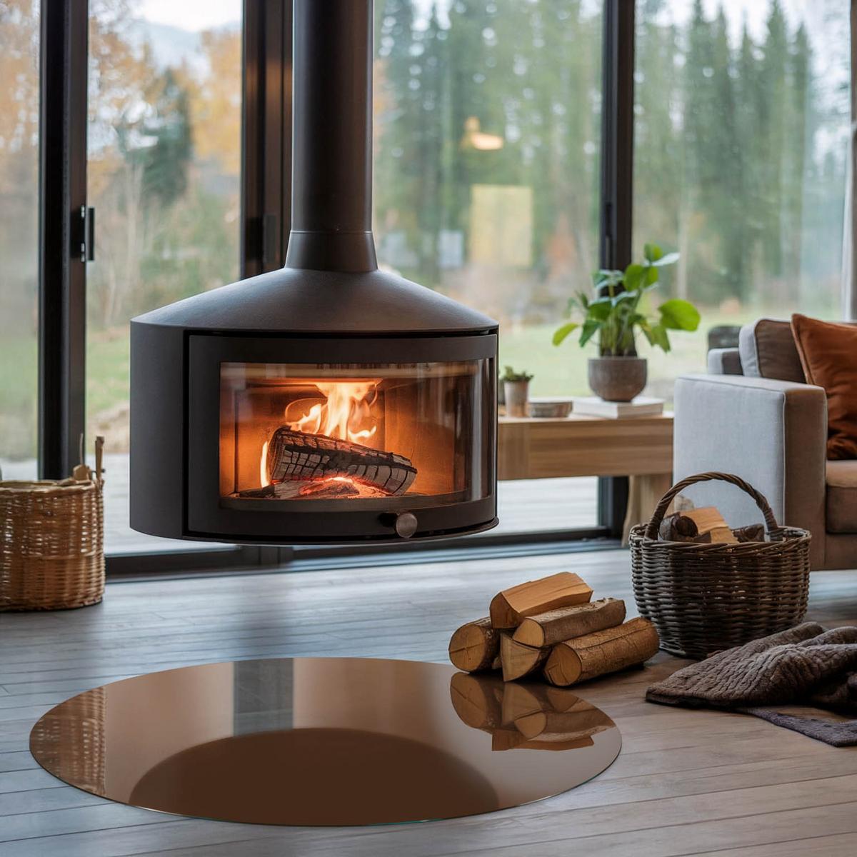 GLASPLATTE für Kamin Ø 100 cm - Braun, Glas (100/100/0.4cm) - TULUP