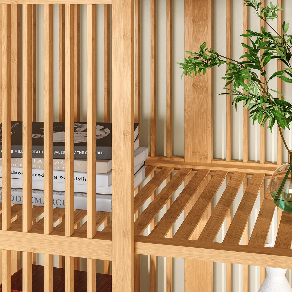 STANDREGAL Trundholm - Naturfarben, Holz (80/185/45cm) - [en.casa]