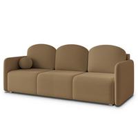 BETTSOFA SUVI III Q Hellbraun Bucle-Stoff mit Schlaffunktion - Hellbraun, Textil (220/85/90cm) - MASSENO