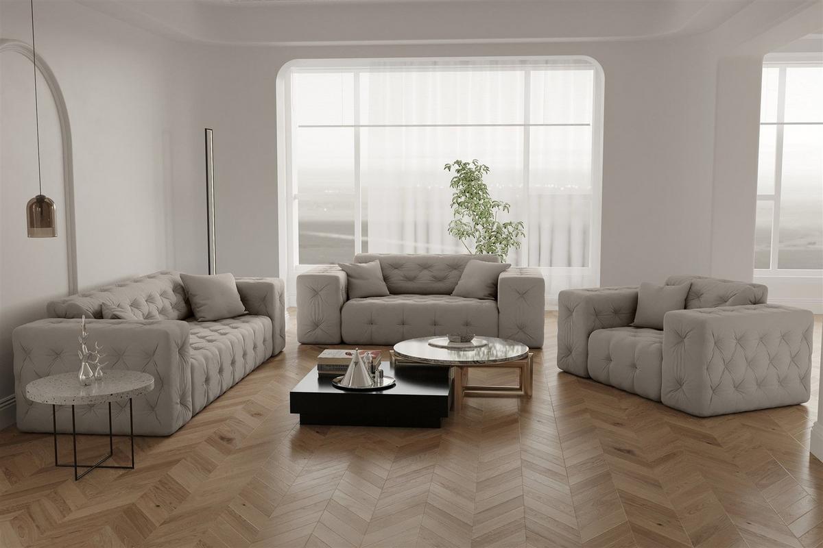 ECKSOFA Chantal - Creme, Holzwerkstoff/Textil (246/246cm) - Fun Möbel