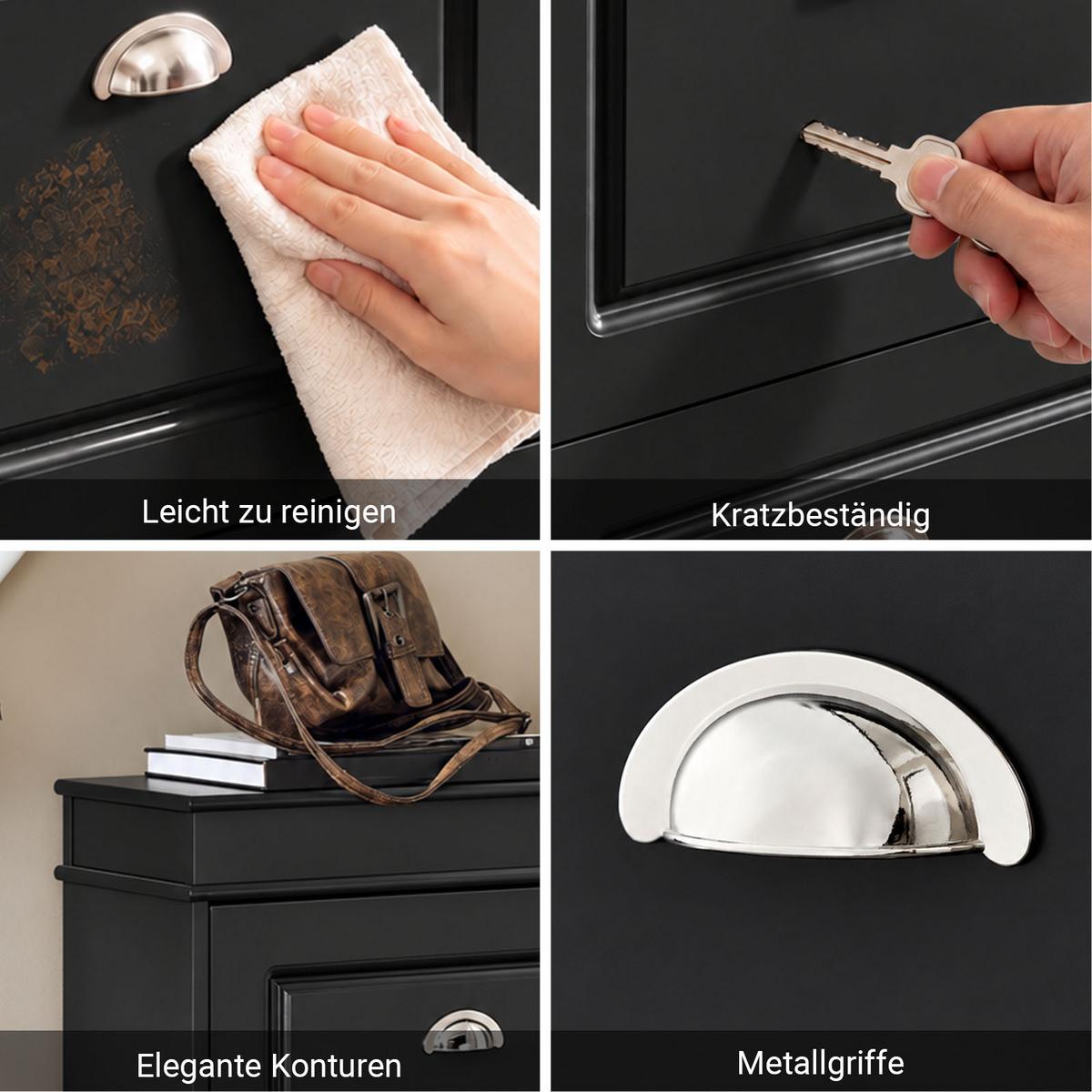 SCHUHSCHRANK schwarz, nur 24 cm tief, 4 Klappen für 16 Paar, für schmale Flure & hinter der Tür - Schwarz, Holzwerkstoff (105/82/24cm) - SoBuy