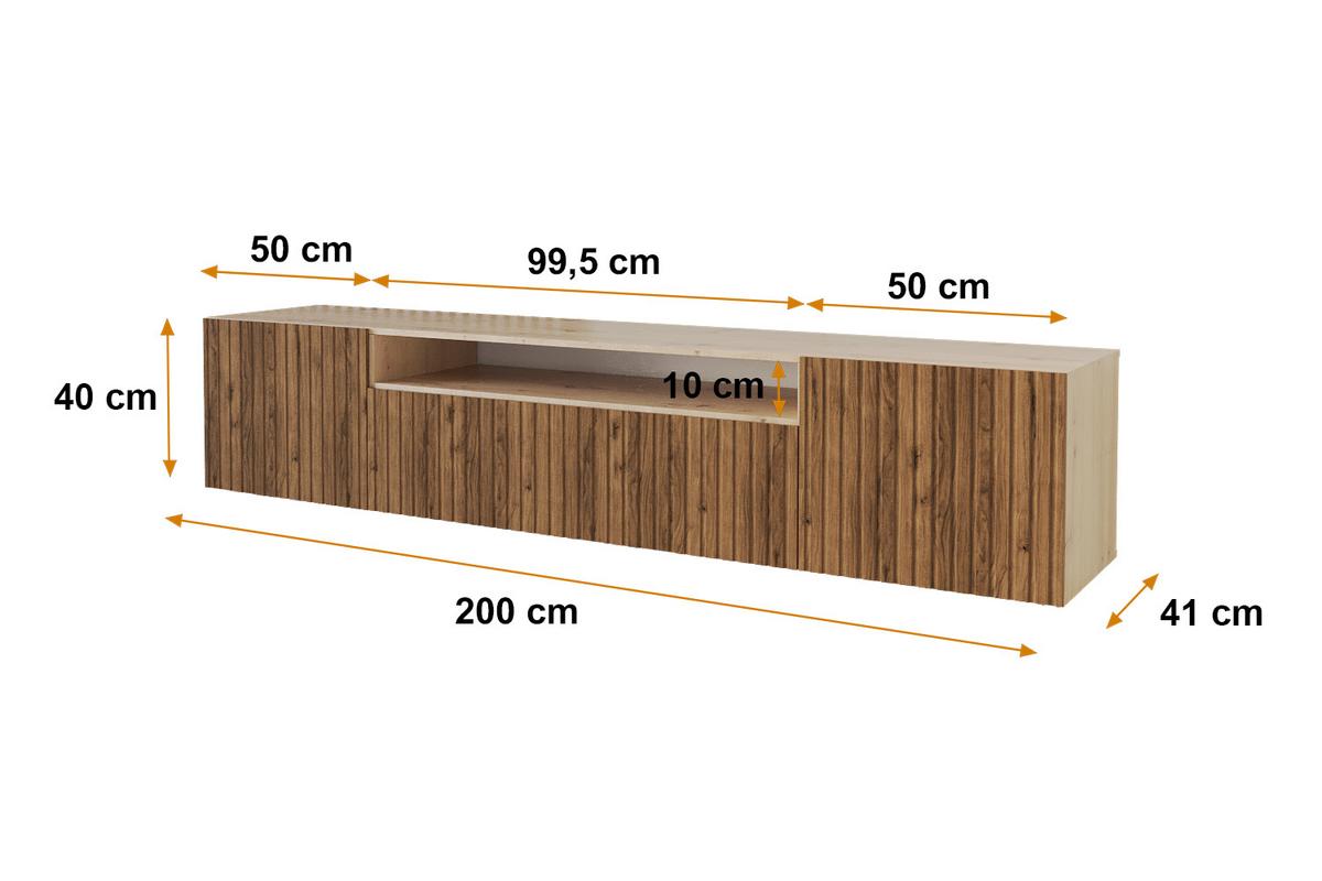 LOWBOARD KITO-W 200x40x41 cm - Artisan / Katania - Eiche Wotan/Eiche Artisan, Holzwerkstoff (200/40/41cm) - ALTDECOR