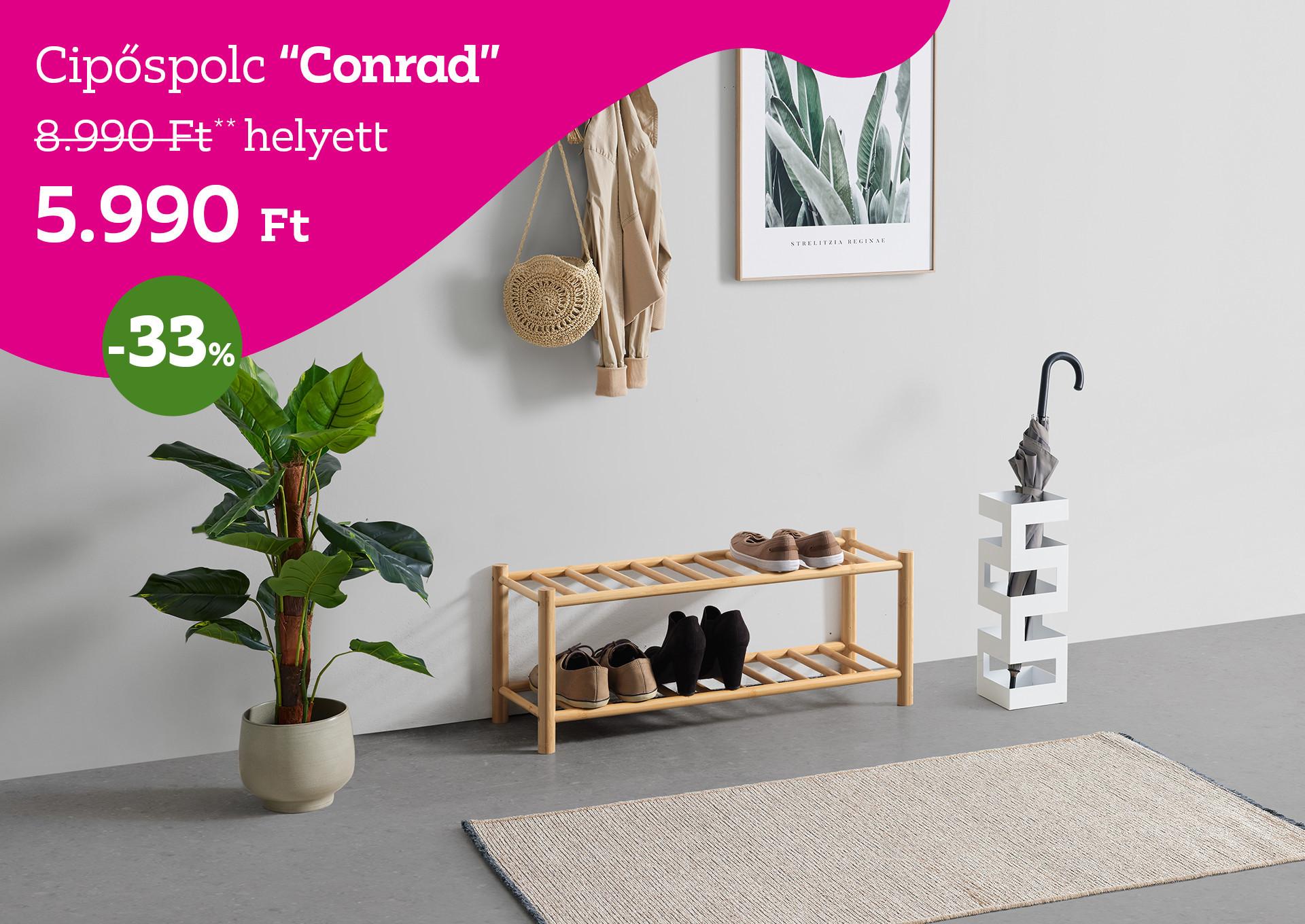 cipőspolc CONRAD 8990 Forint helyett 5990 Forint, kedvezmény mértéke 33%